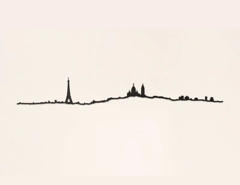 Skyline Parigi Profilo in Acciaio Nero 50cm