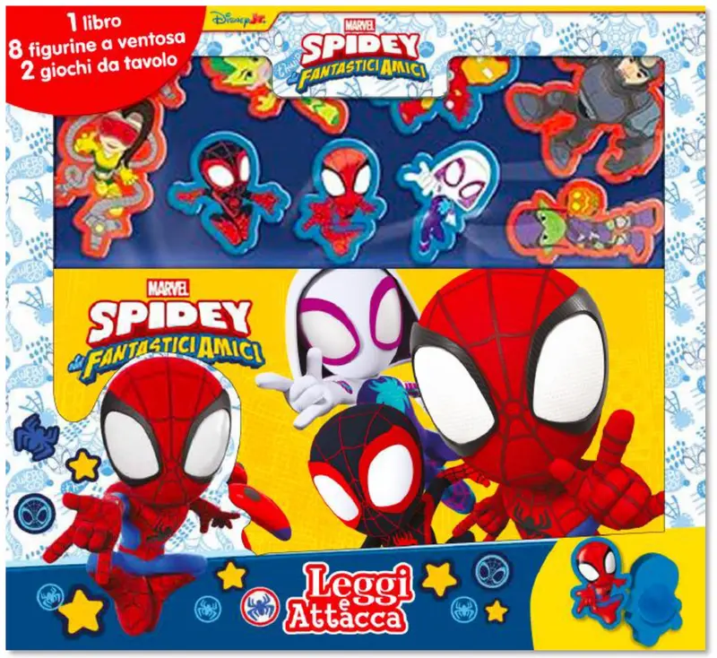 Spidey Leggi e attacca. 1 libro, 8 figurine, 2 giochi da tavolo