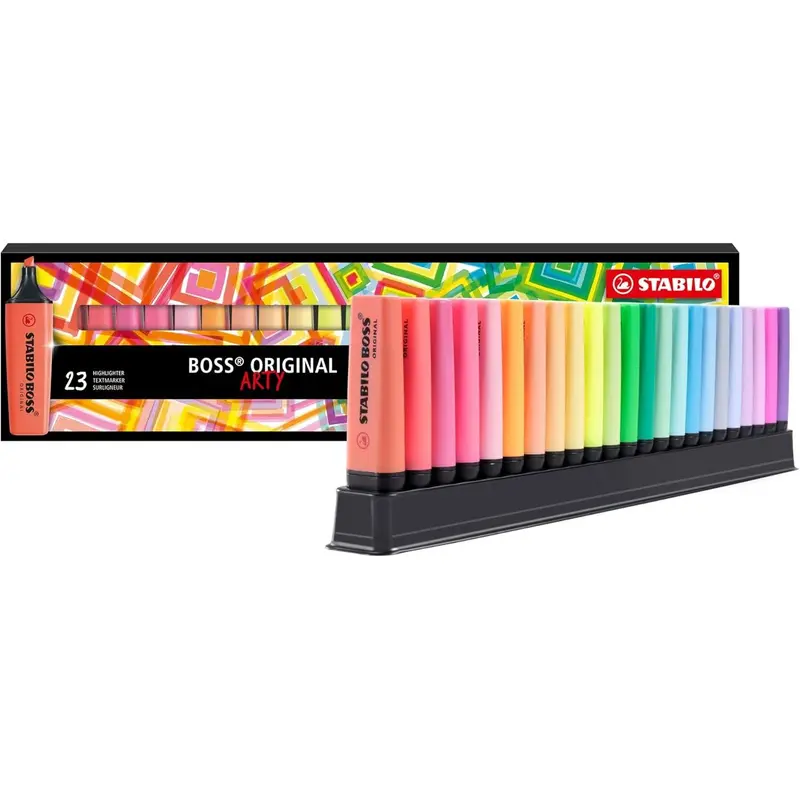 STABILO BOSS ORIGINAL - Evidenziatore - Desk-Set - ARTY Edition - 23 Colori assortiti 9 Neon + 14 Pastel
