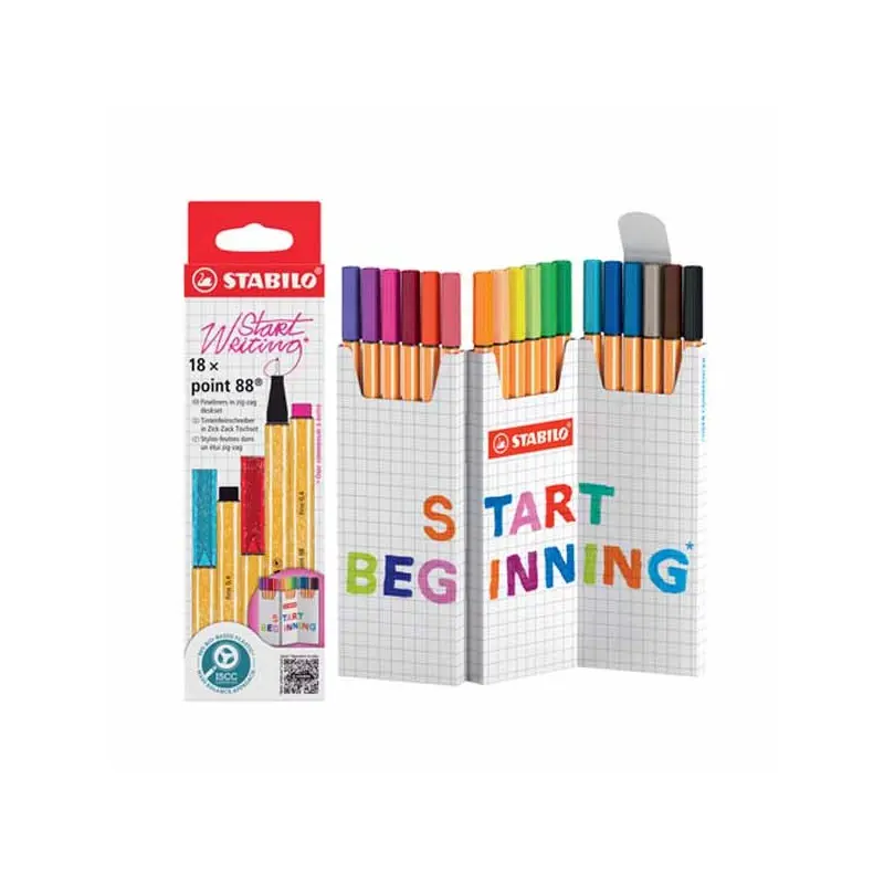 Stabilo Point 88 Zig Zag 18 Fineliner in Astuccio