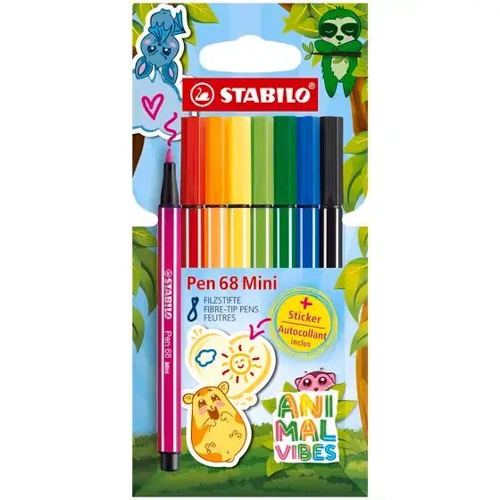 Stabilo - Set 8 Pennarelli STABILO Pen 68 Mini Animal Vibes
