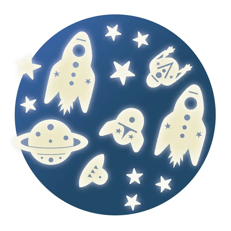 Stickers da muro fosforescenti - Missione spazio 62pz