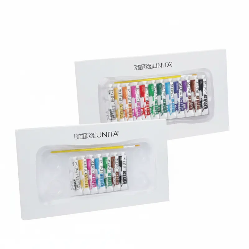 Tempere Tinta Unita in Tubetto 12ml – Made in Italy con Pennello (7 o 12 colori)