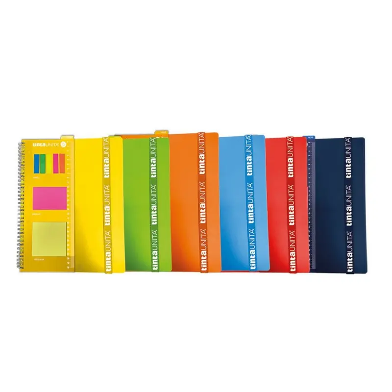 Tinta Unita Maxi Quaderno Spiralato A4 Arancio – Elastico, Righello e Post-it | Rigatura 4 mm
