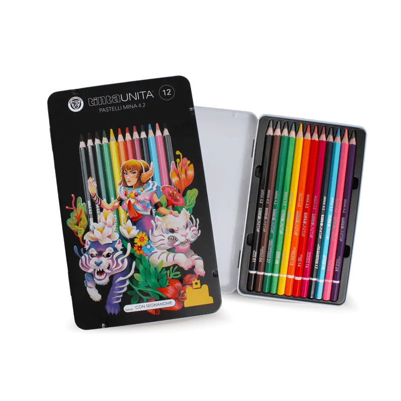 Tinta Unita Pastelli Mina 4.2 Fraffrog Special Edition Metal Box 12 Pezzi