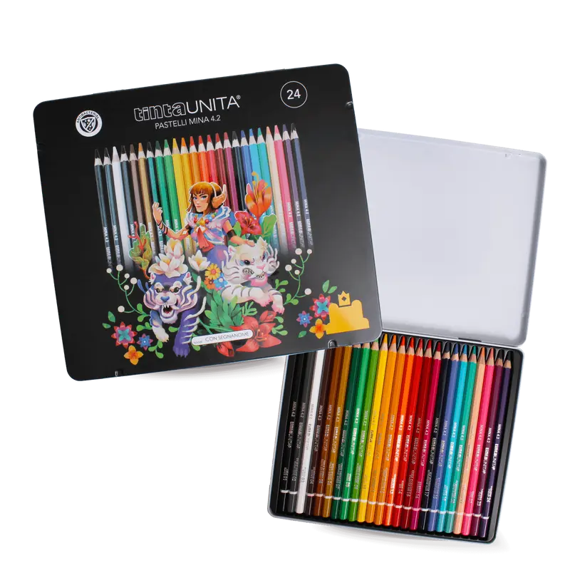 Tinta Unita Pastelli Mina 4.2 Fraffrog Special Edition Metal Box 24 Pezzi