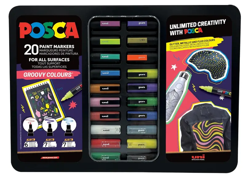 Uni Posca Gift Box 20 colori Groovy