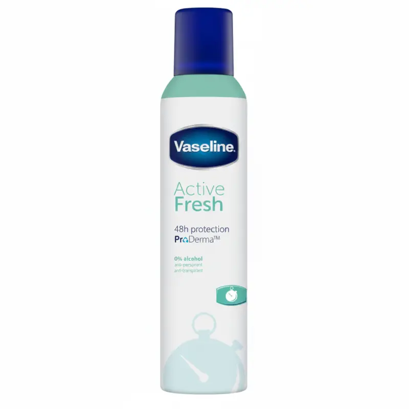 Vaseline Active Fresh ProDerma – Deodorante Donna Uomo 250 ml Spray Anti-Perspirant 48h