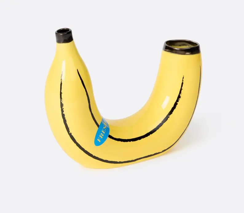 Vaso in Ceramica a forma di Banana Gialla
