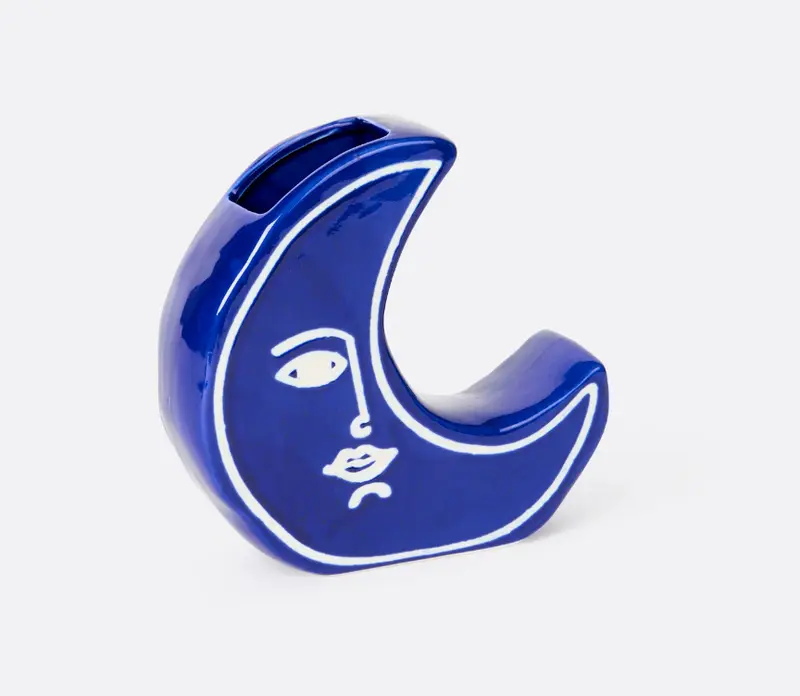 Vaso in ceramica a forma di Luna Blu
