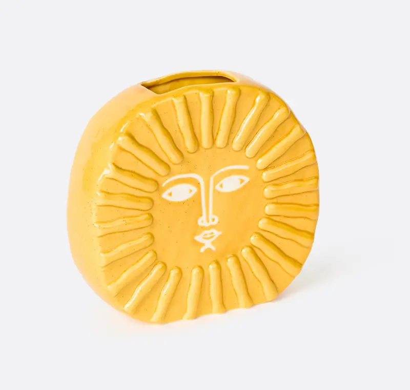 Vaso in ceramica a forma di Sole Giallo