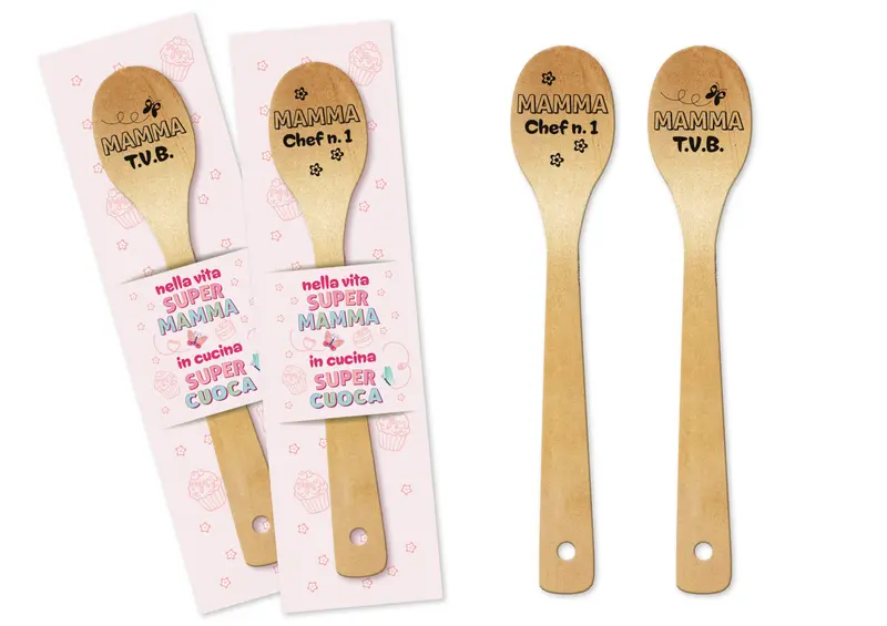 Virca – Mestolo Decorativo in Legno con Scritta Mamma