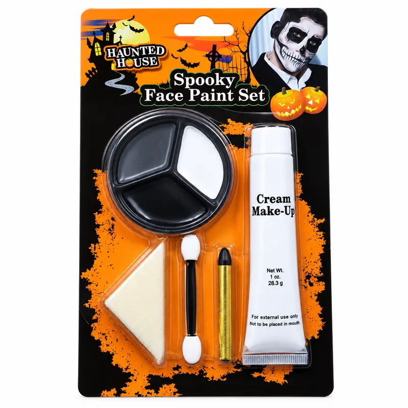 Virca - Set Trucco Halloween Scheletro 2 con Fondotinta Bianco