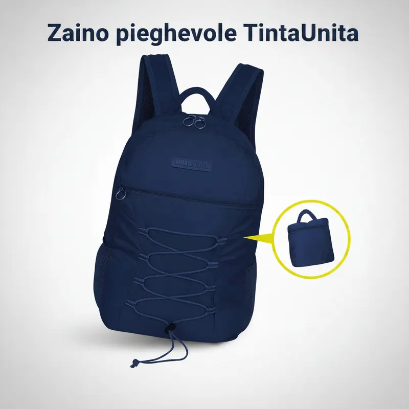 Zaino Pieghevole Tinta Unita con Pouch – Poliestere Ripstop | 6 Colori | Sport e Viaggio